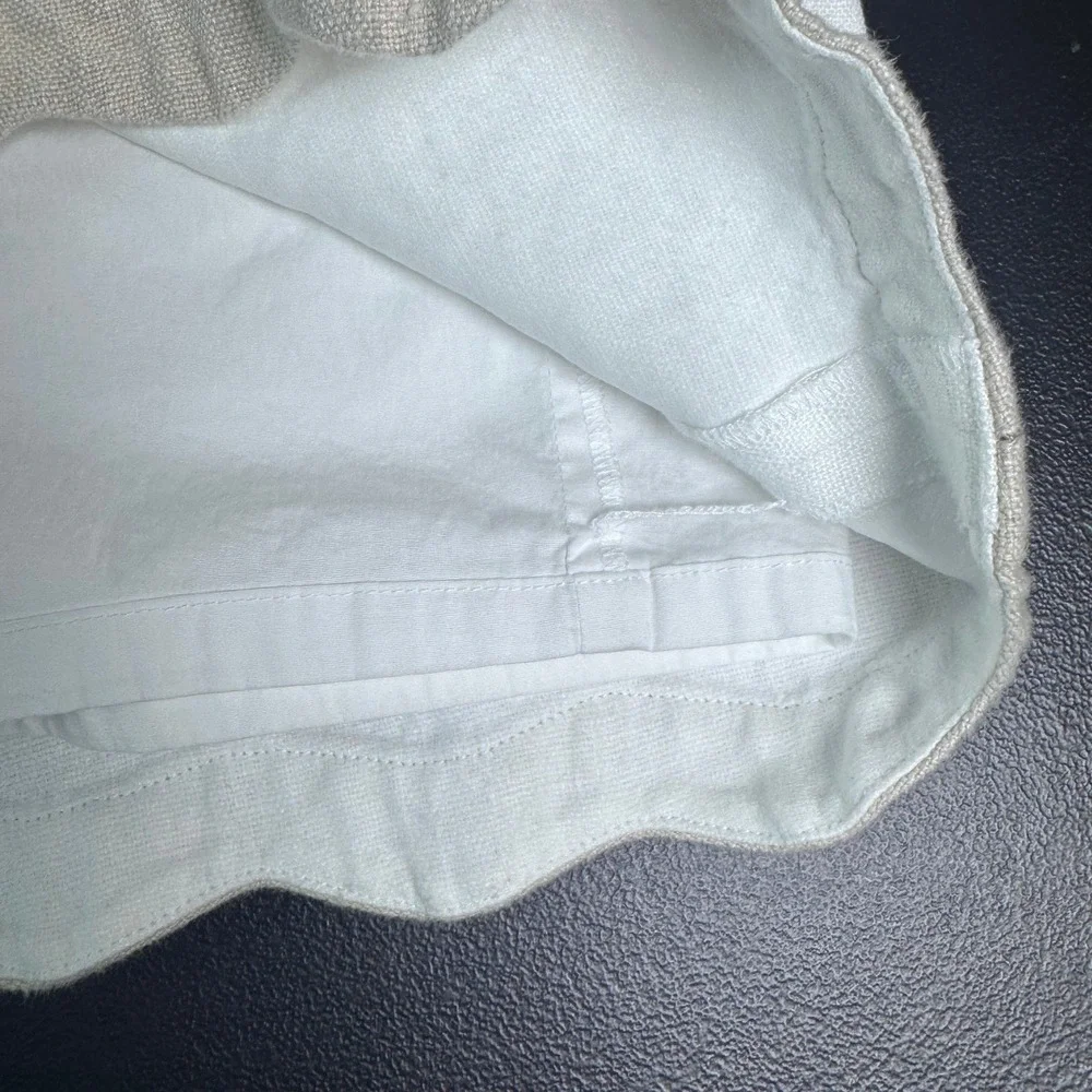 J.Crew White Linen Scalloped Tiered Sheath Dress Womens 6 Sleeveless Pockets